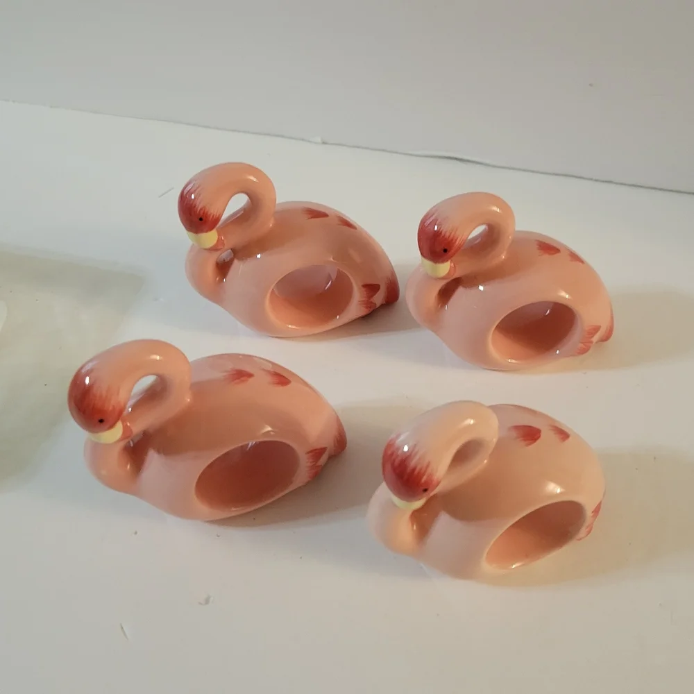 Flamingo Napkin Rings Set Of 4 Pink